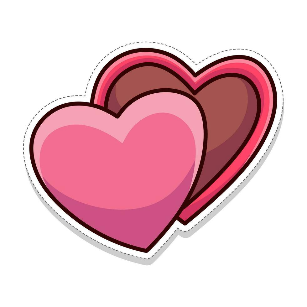 Free vector, valentine themed sticker, heart box vector