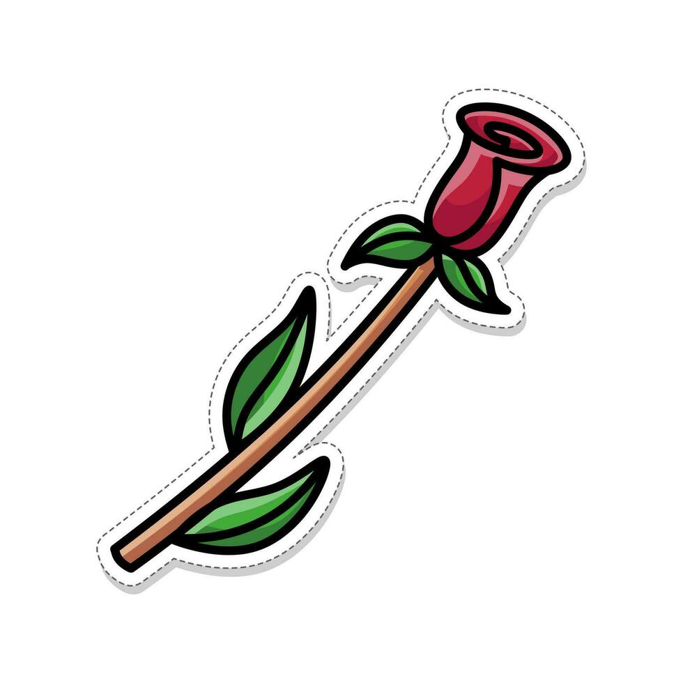 Free vector, Valentine theme sticker, red rose vector