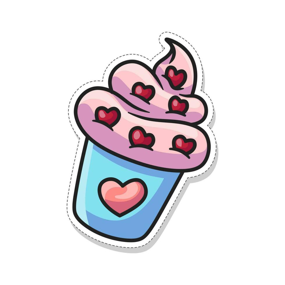 Free vector, Valentine theme sticker, cake sprinkled with love vector