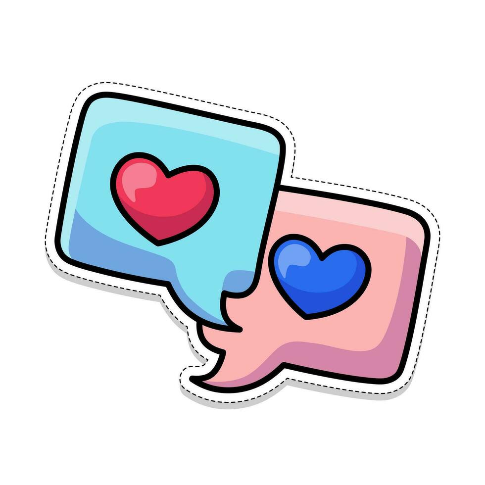 Free vector, Valentine theme sticker, conversation between two hearts vector