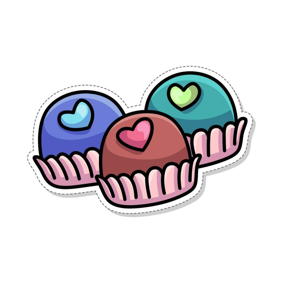 Free vector, Valentine theme sticker, cake with love topping vector