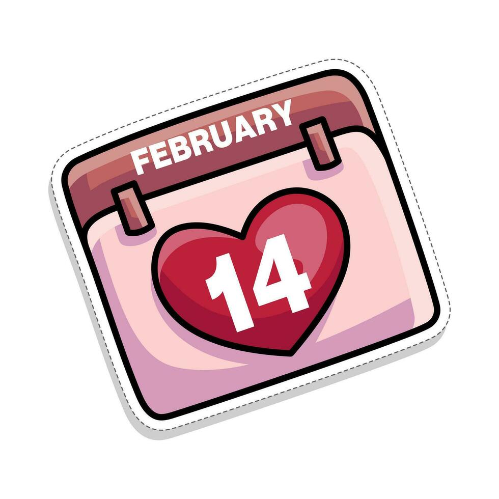 Free vector, sticker tema valentine, kalender 14 february vector