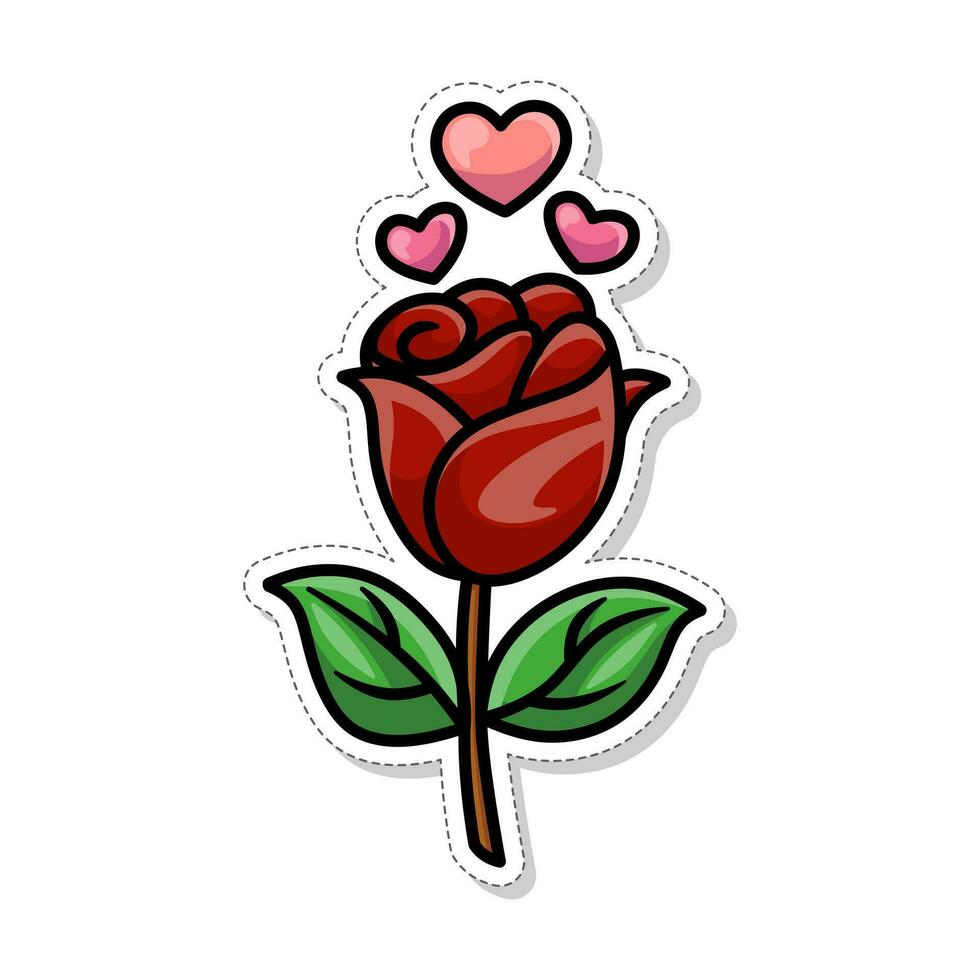 gratis vector, enamorado tema pegatina, rosas con amor vector