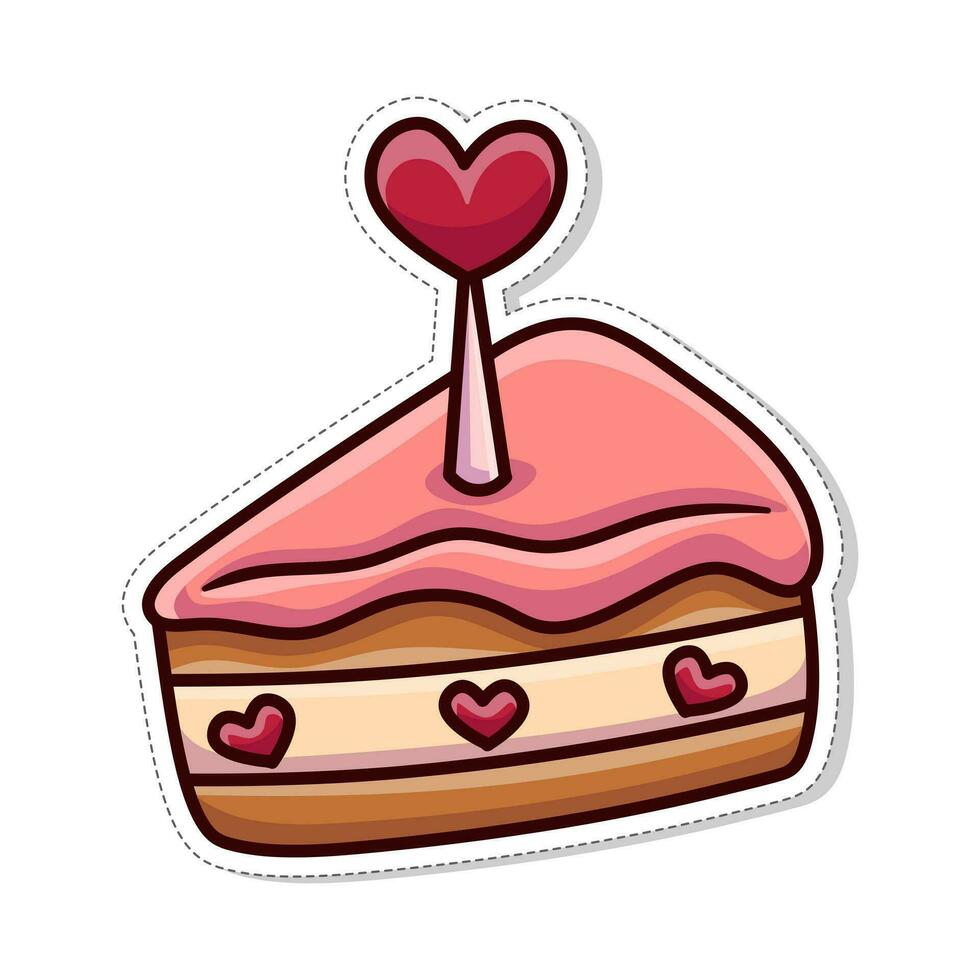 gratis vector, San Valentín temática pegatinas, piezas de amor vela tarta pastel vector