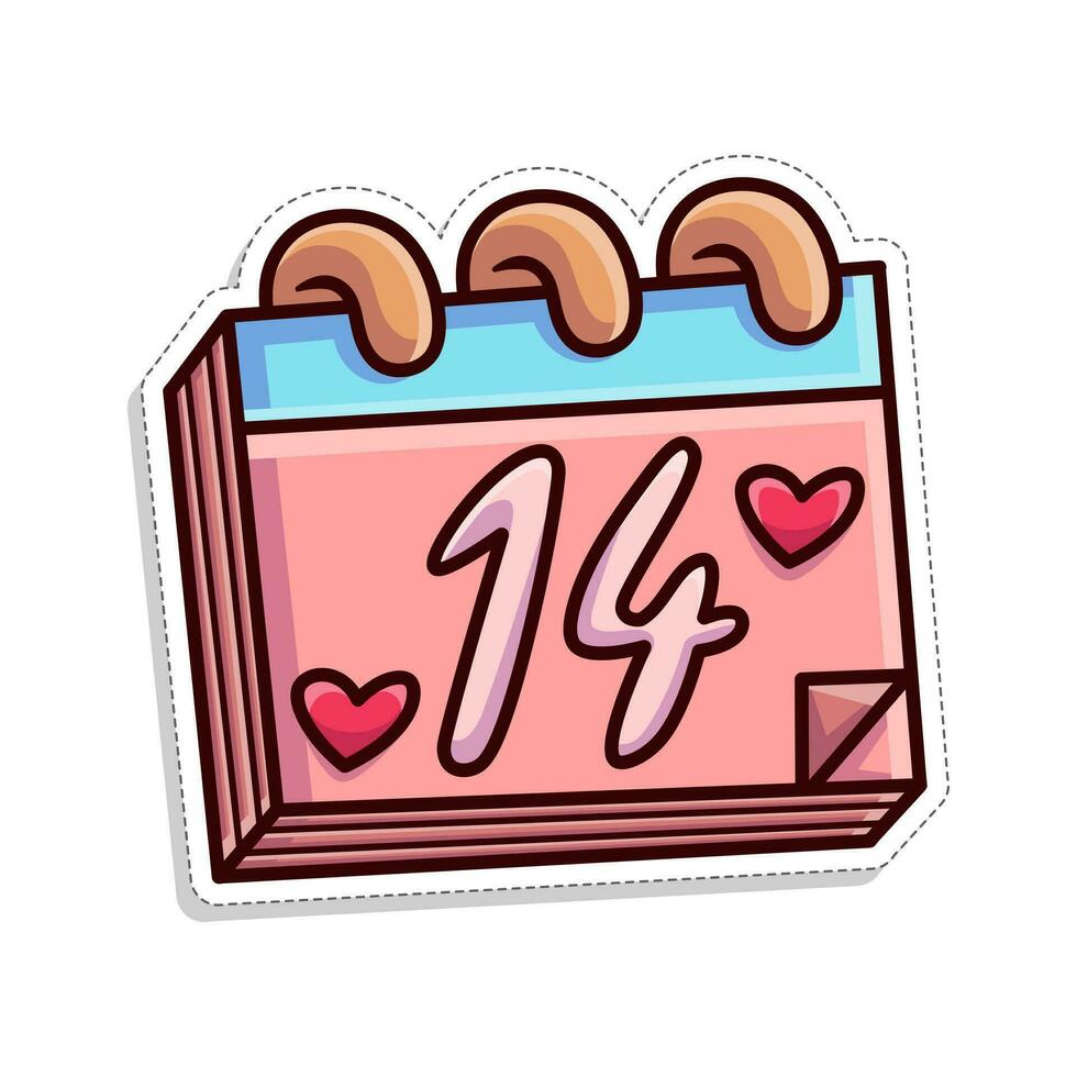 Free vector, Valentine's themed sticker, February 14 calendar vector