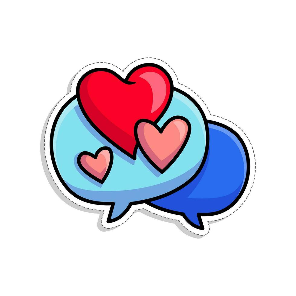 gratis vector enamorado tema pegatina, corazón a corazón conversacion