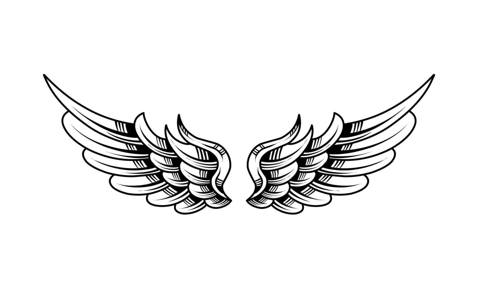 vector vintage angel wing tattoo illustration