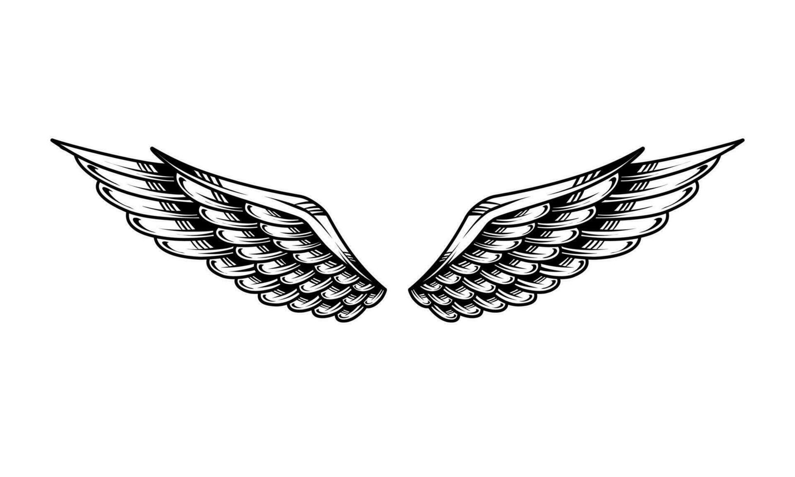 vector vintage angel wing tattoo illustration