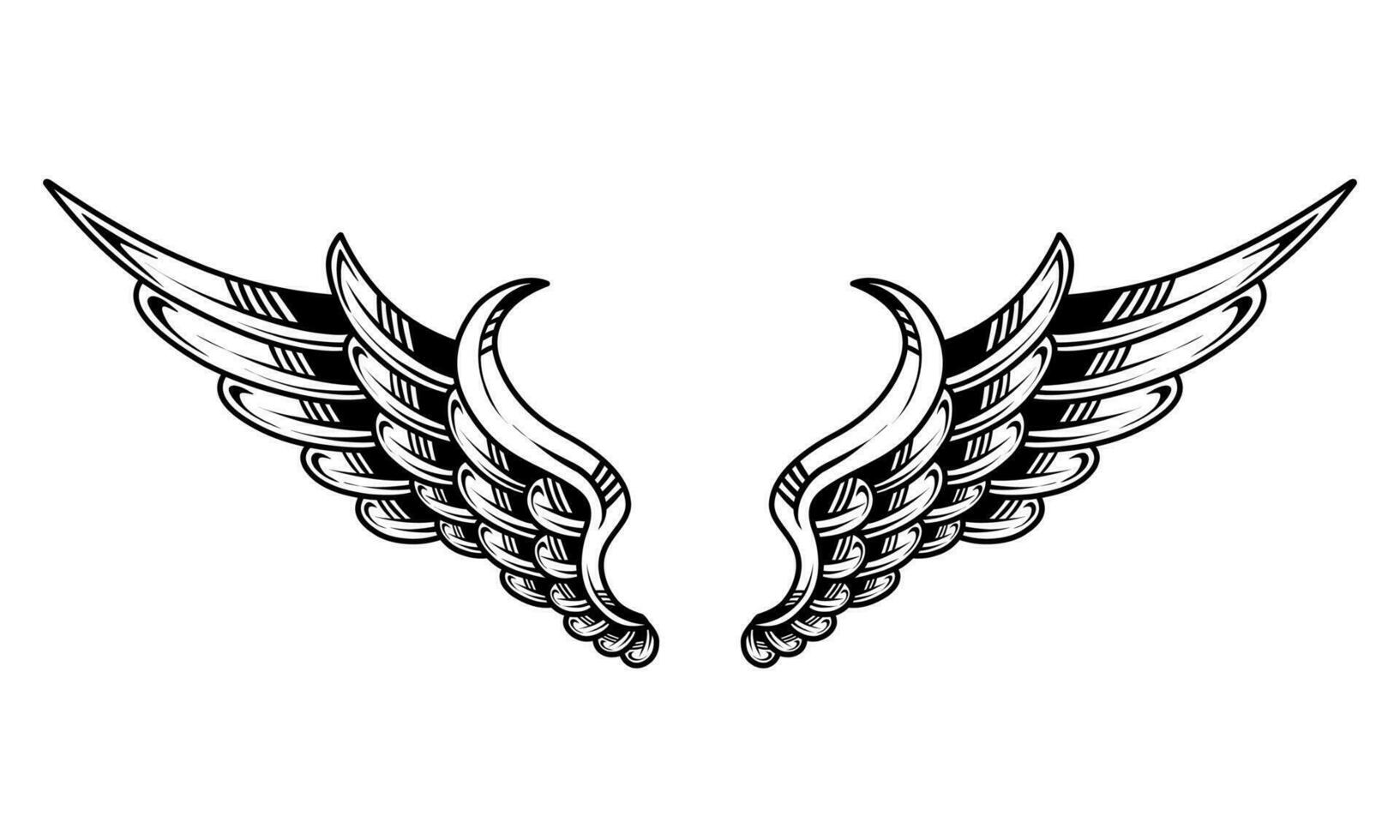 vector Clásico ángel ala tatuaje ilustración