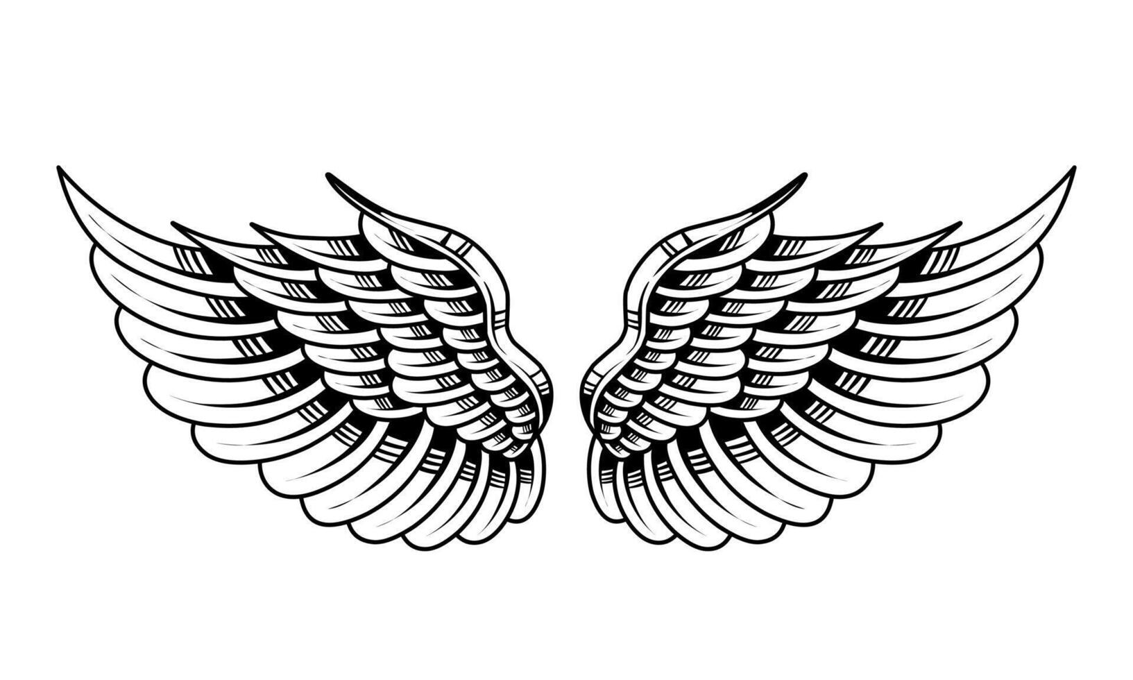 vector vintage angel wing tattoo illustration
