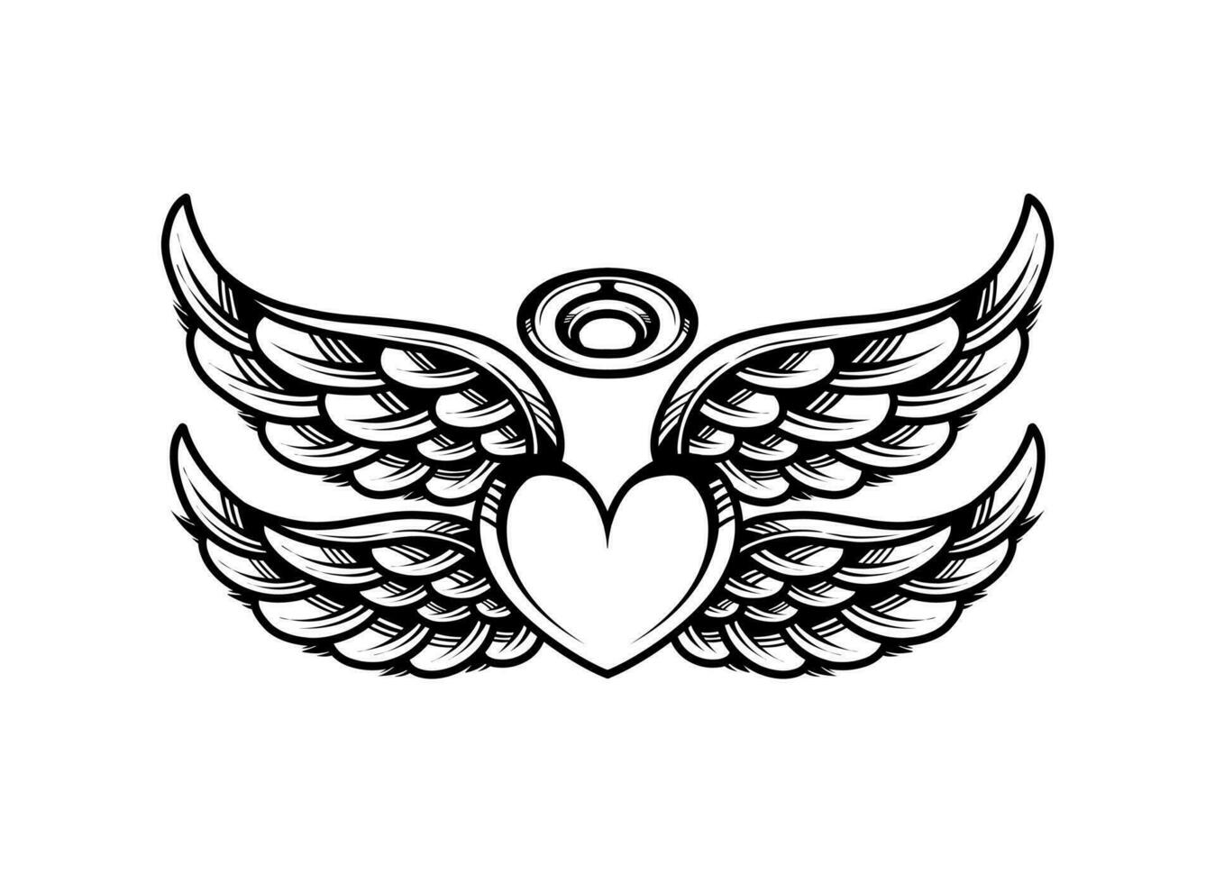 Vector angel wing tattoo illustration