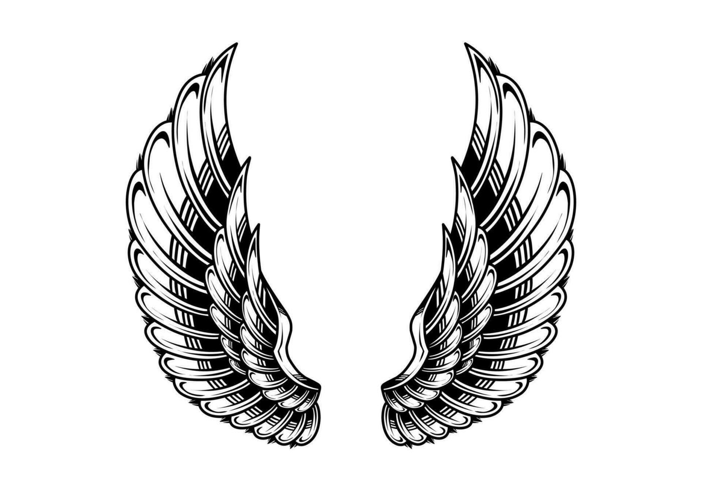 vector vintage angel wing tattoo illustration