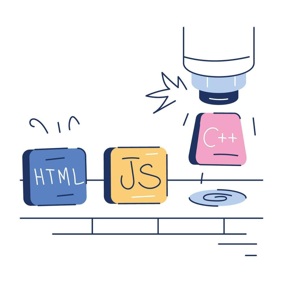 Programming Services Doodle Mini Illustration vector