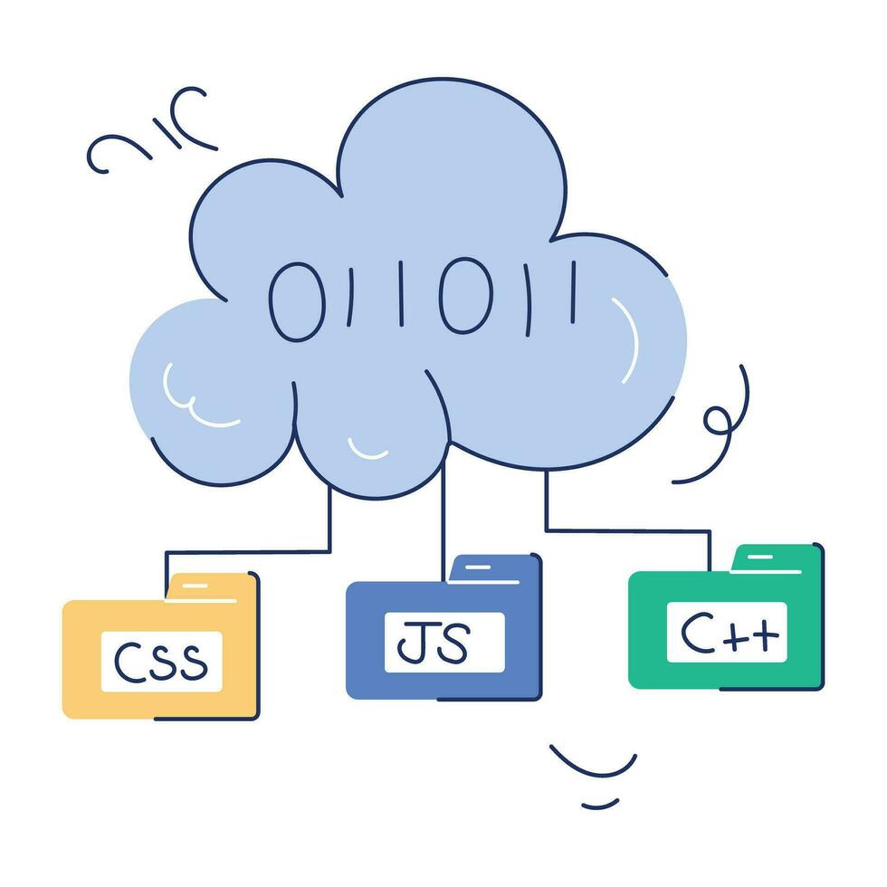 Programming Services Doodle Mini Illustration vector