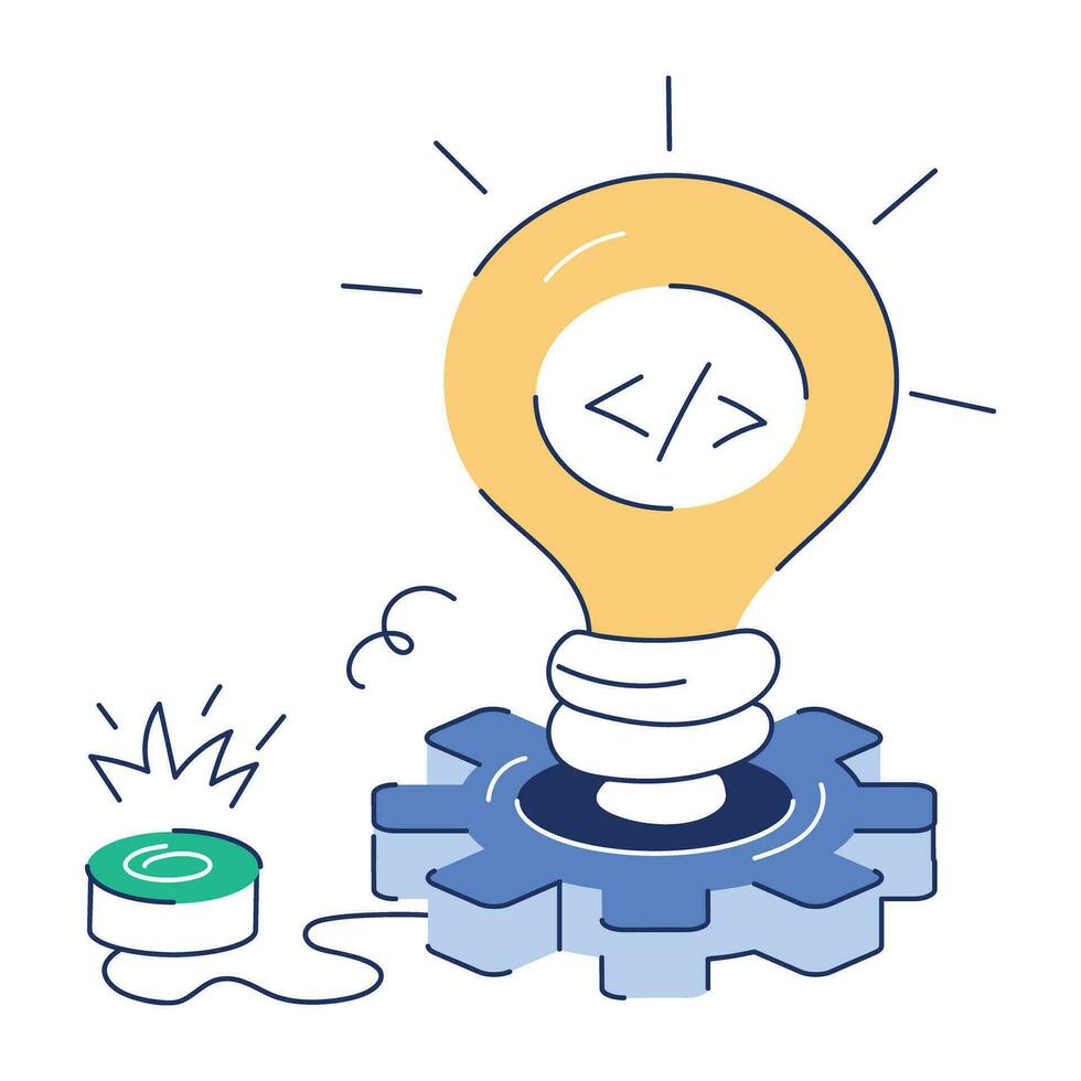 Source Code Doodle Mini Illustration vector