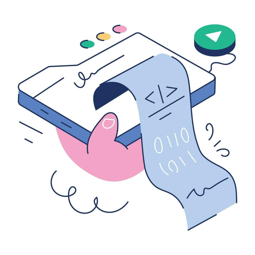Web Programming Doodle Mini Illustration vector