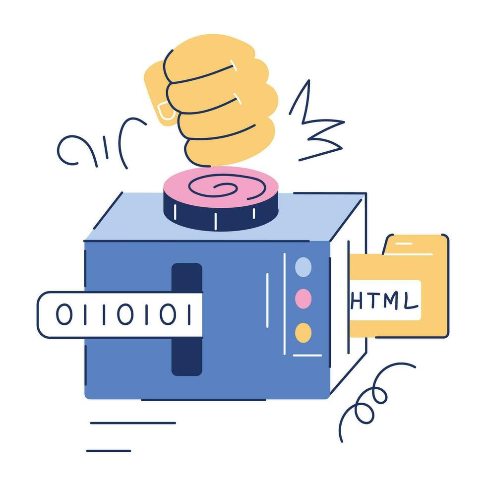 Programming Services Doodle Mini Illustration vector