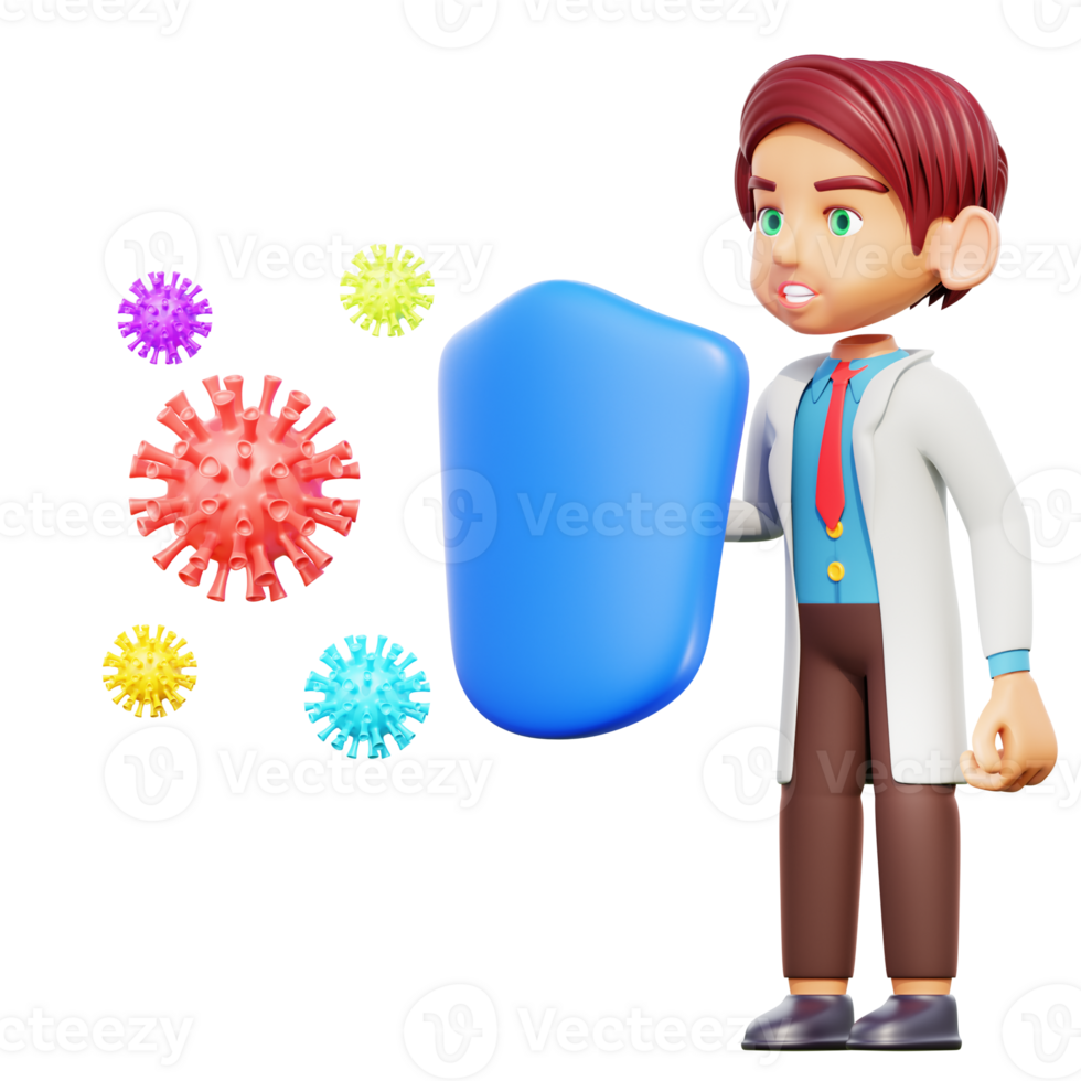 3d illustratie mannetje dokter vechten virus png