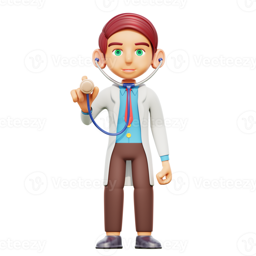 3d illustration male doctor holding stetoscop png
