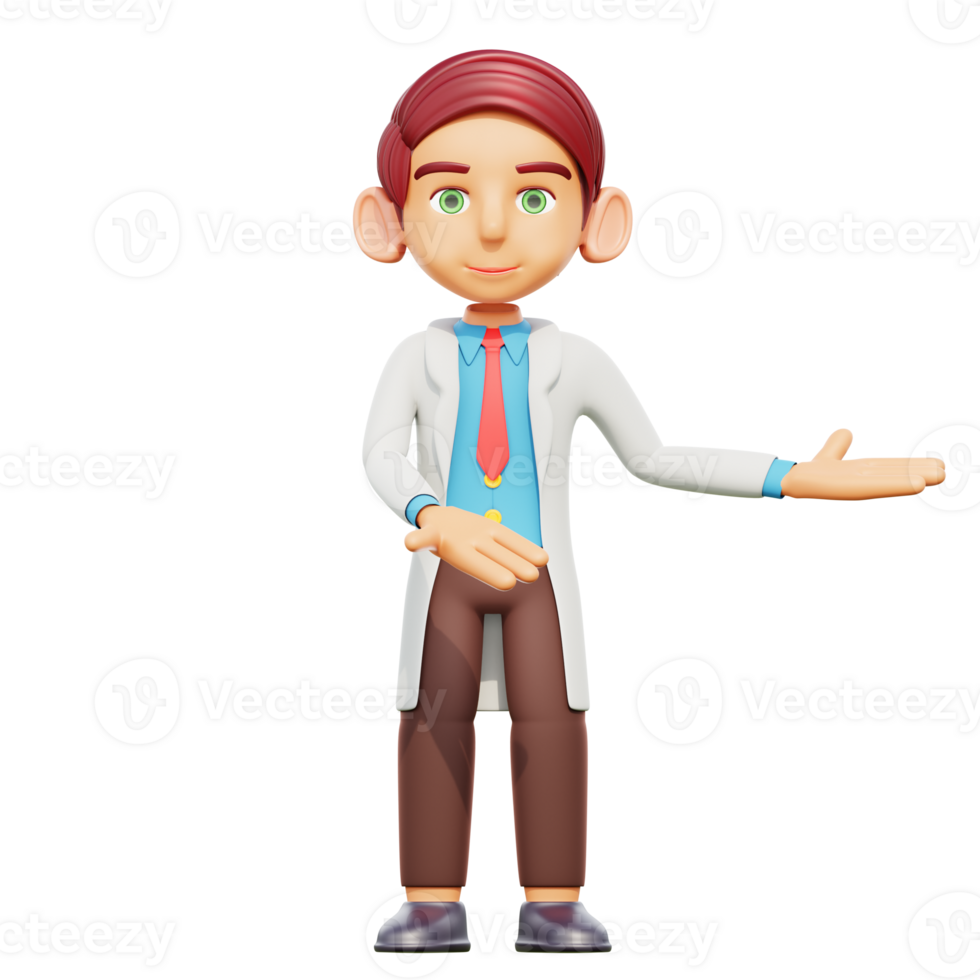 3d illustration male doctor show something png
