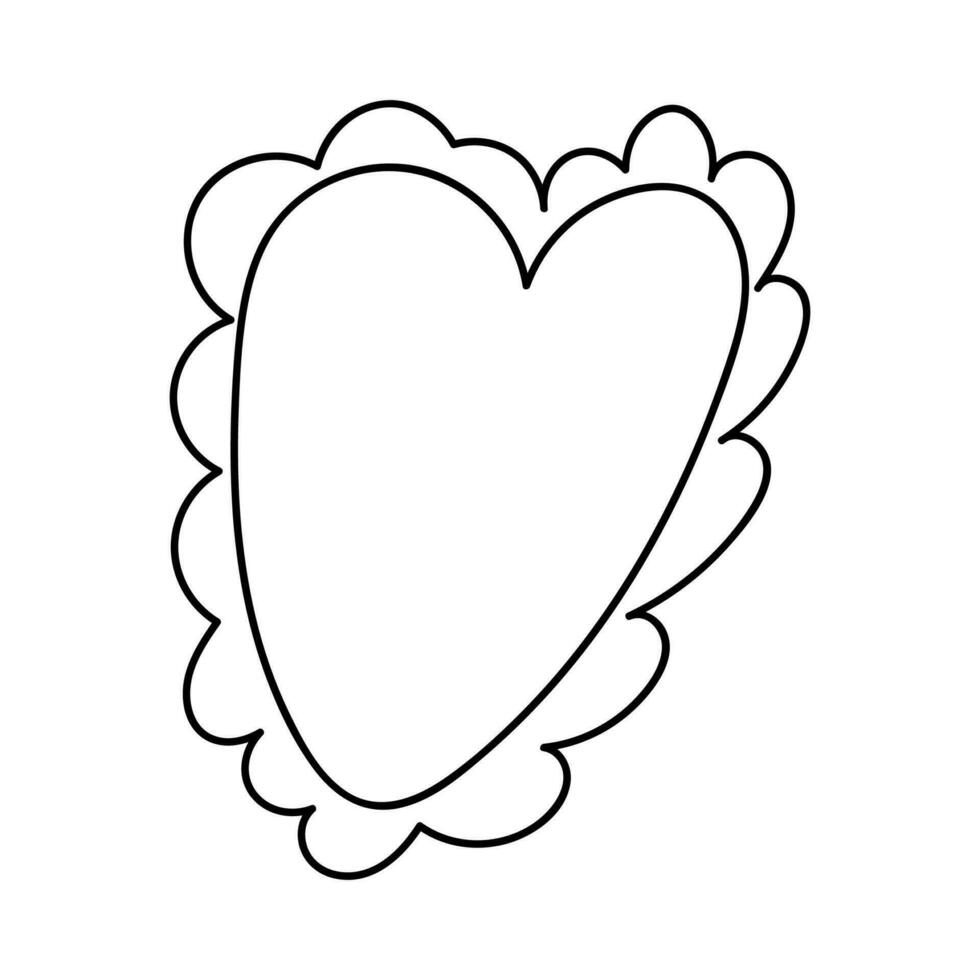 Simple doodle heart. Hand drawn heart isolated on white background. Symbol of Valentine Day. Vector illustration.