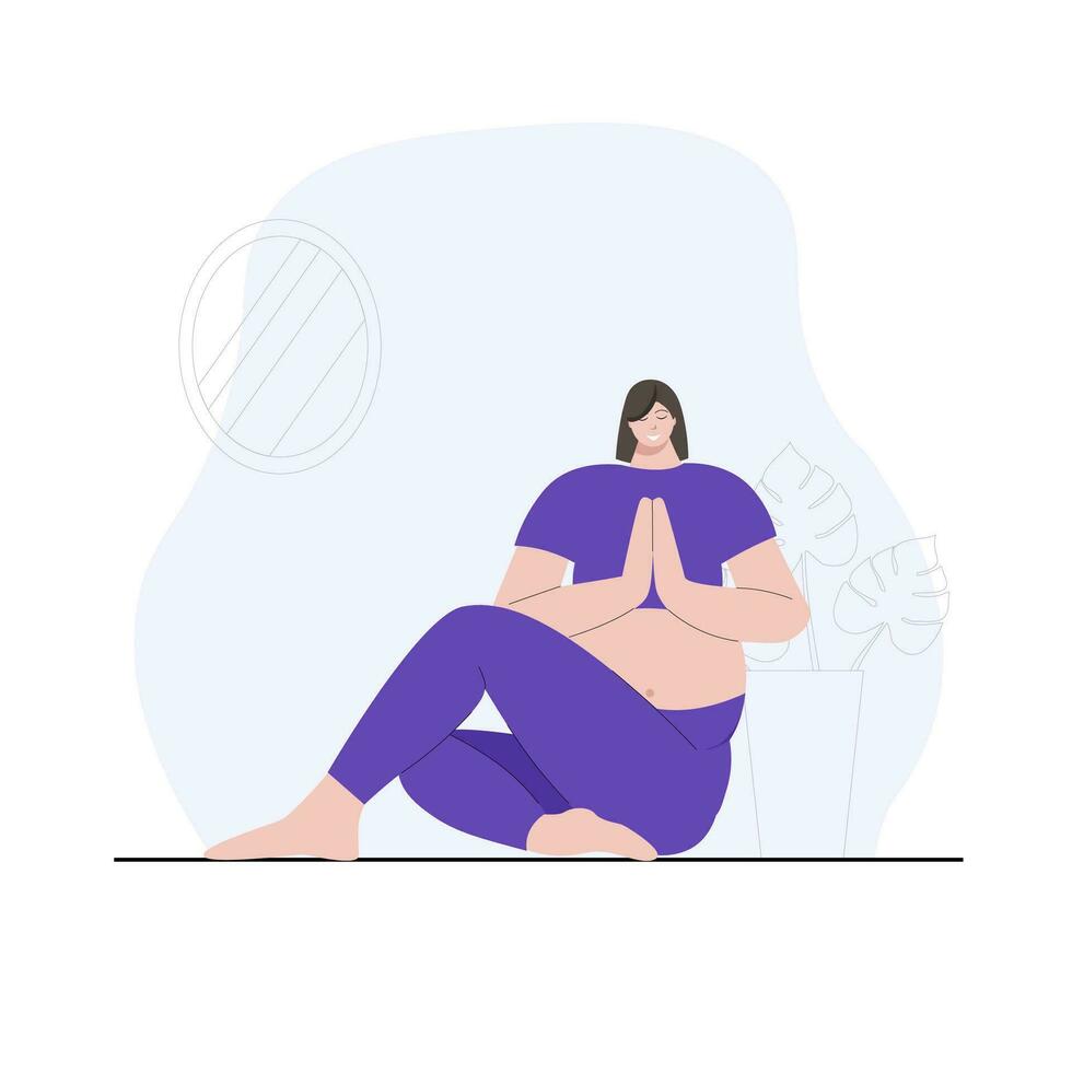 embarazada mujer haciendo yoga. el embarazo salud vector ilustración