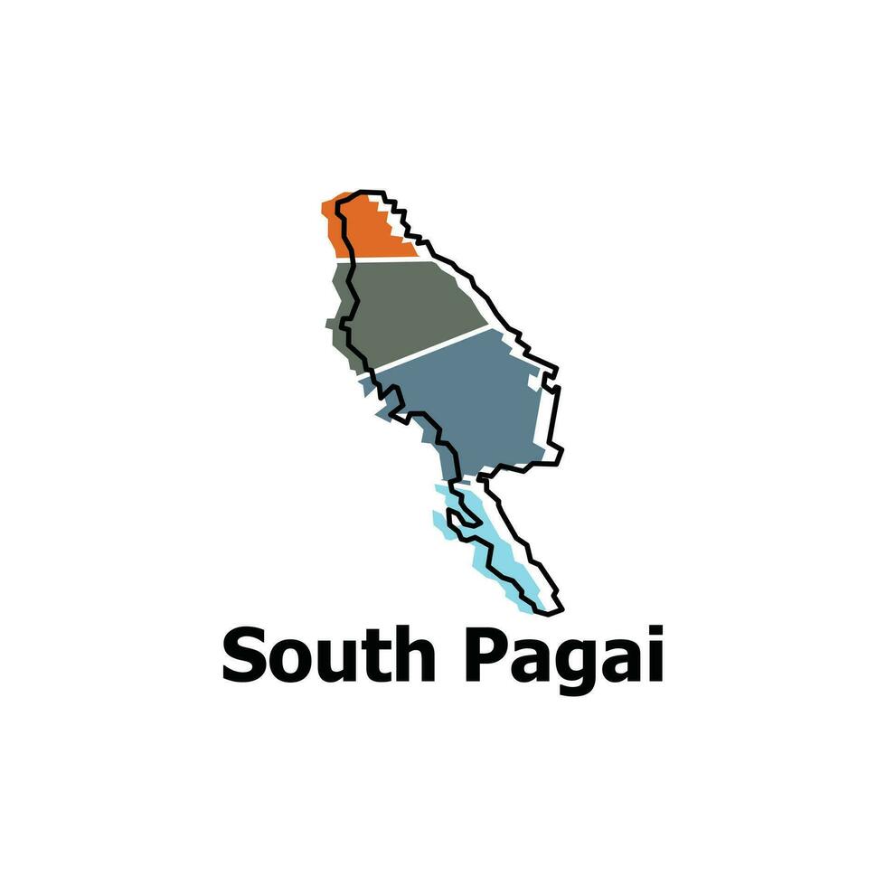 vector map City of South Pagai, element graphic illustration template design