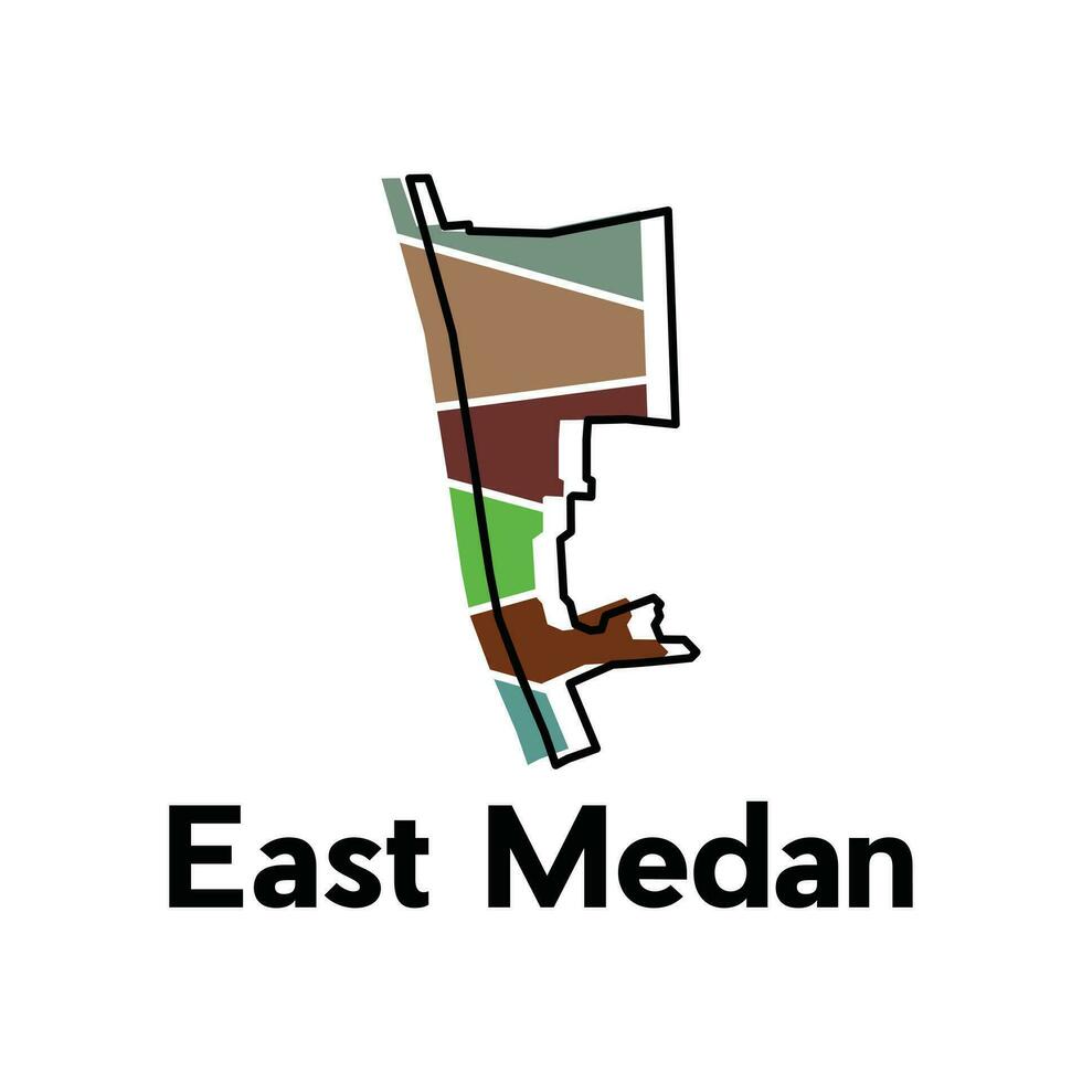 Map of East Medan City modern outline, High detailed vector illustration Design Template, suitable for your company
