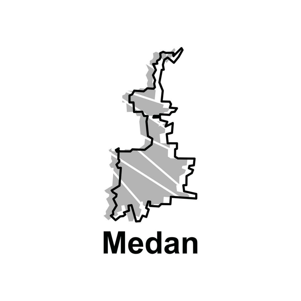 Map of Medan City modern outline, High detailed vector illustration Design Template, suitable for your company