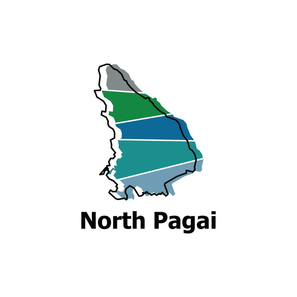 Map of north pagai City modern outline, High detailed vector illustration Design Template, suitable for your company
