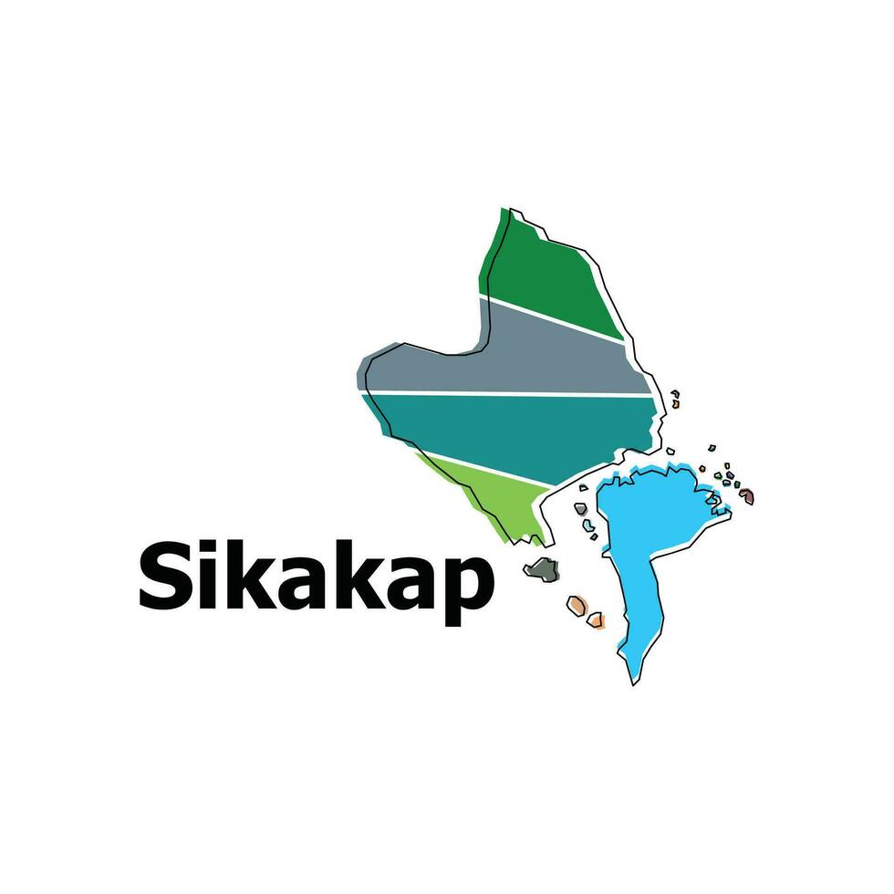 vector map City of Sikakap, element graphic illustration template design