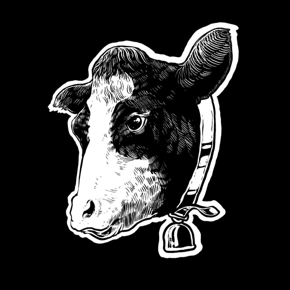 the cow head line art vector