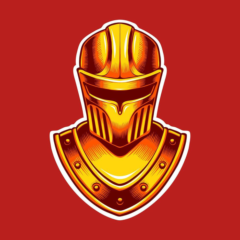 el dorado Caballero guerrero casco ilustración vector