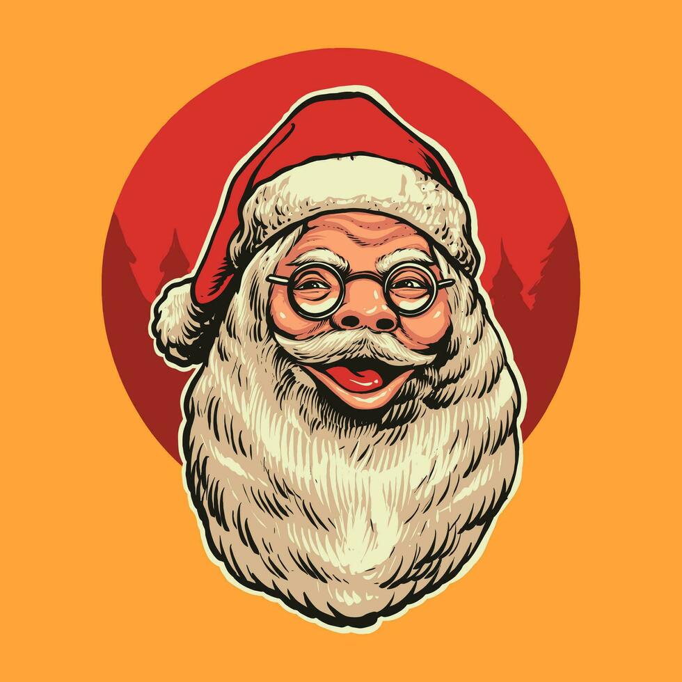 happy santa claus head illustration vector