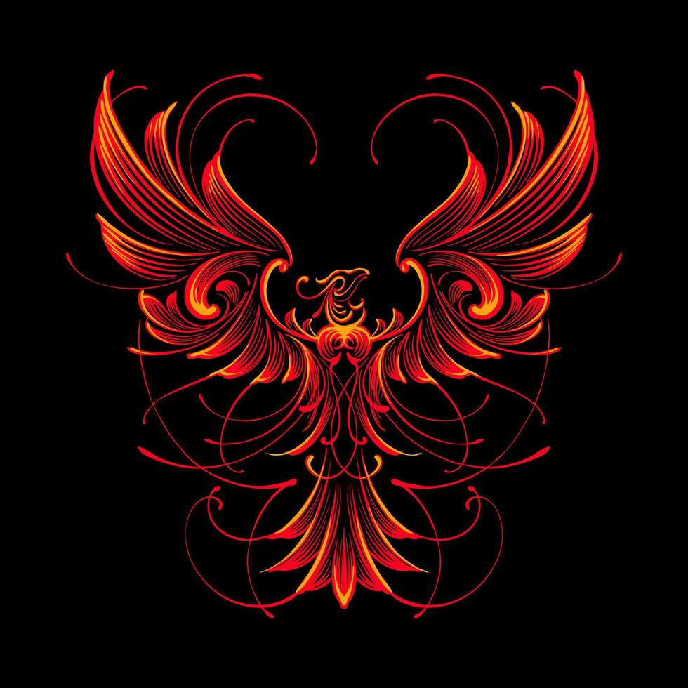 the phoenix ornament illustration vector