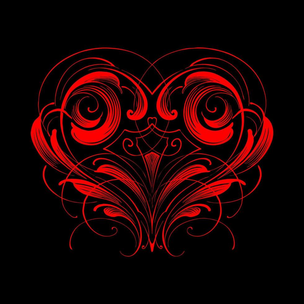 heart floral ornate ornament illustration vector