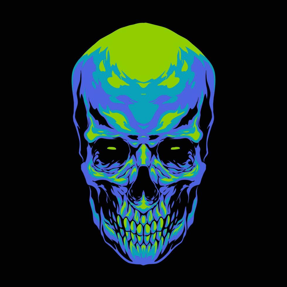 blue skull head illustration vector