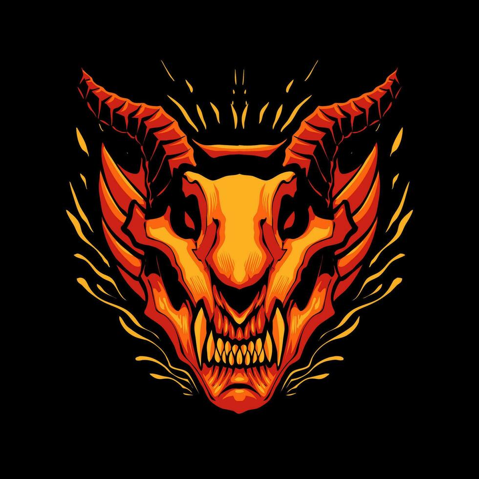 the red dragon head illustration vector
