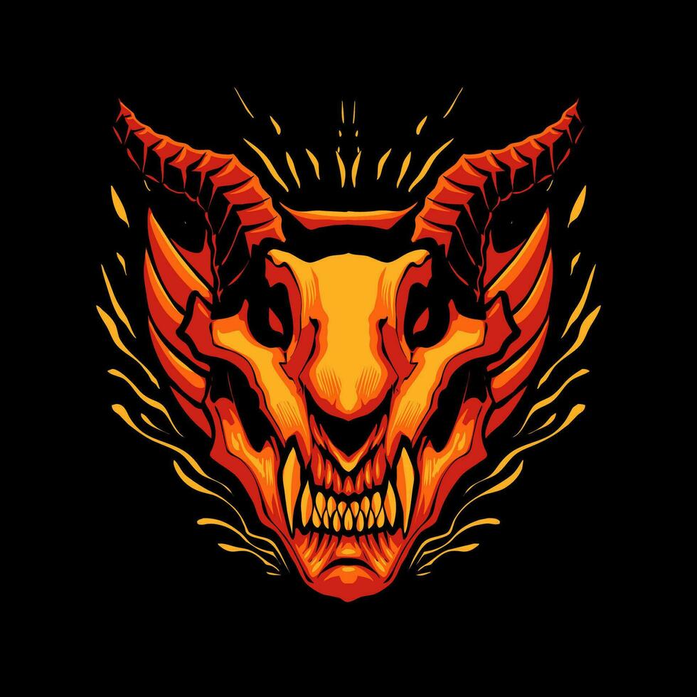 the red dragon head illustration vector