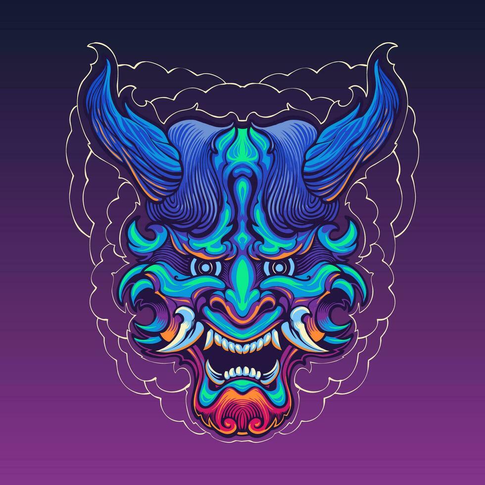 the japanese oni mask illustration vector