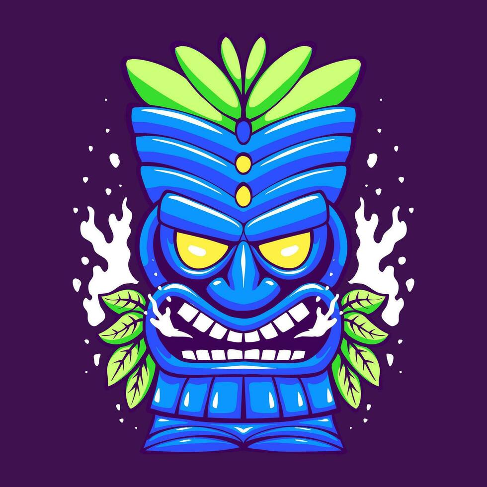the blue tiki mask illustration vector