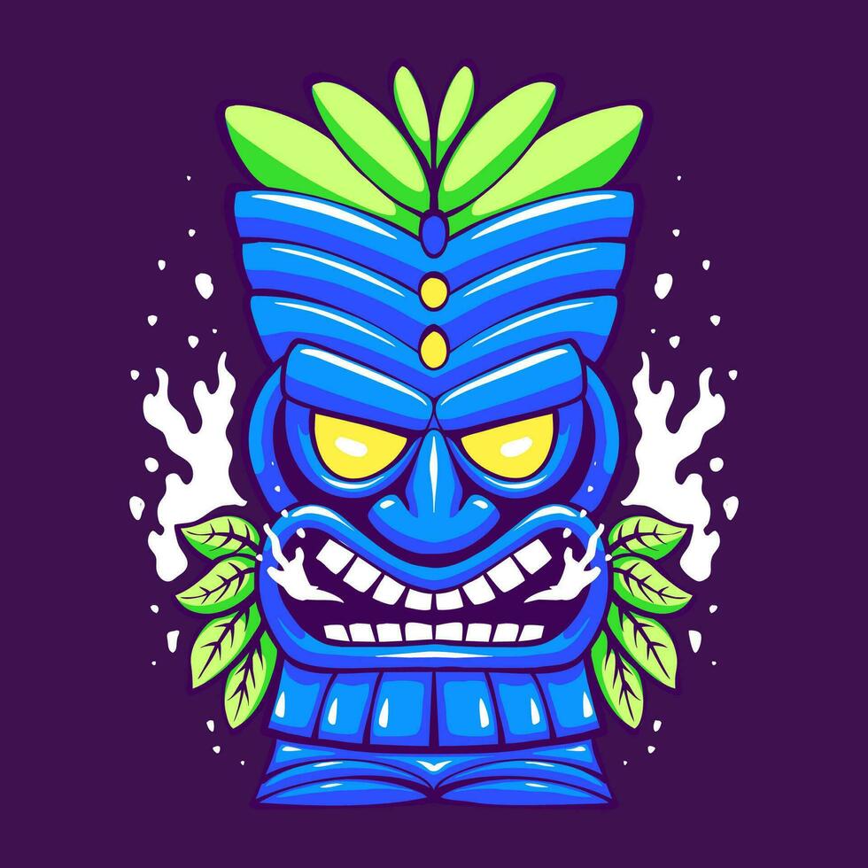 the blue tiki mask illustration vector