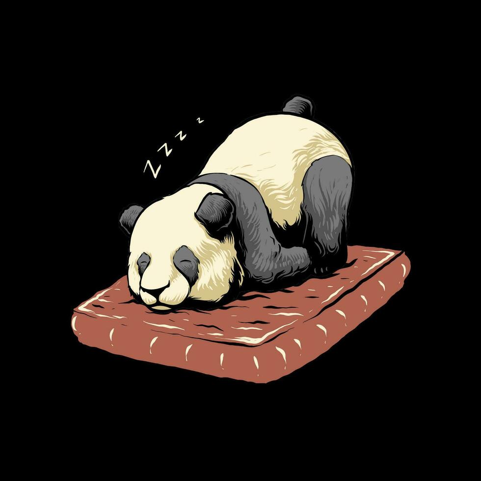 the sleepy time panda illustration vector