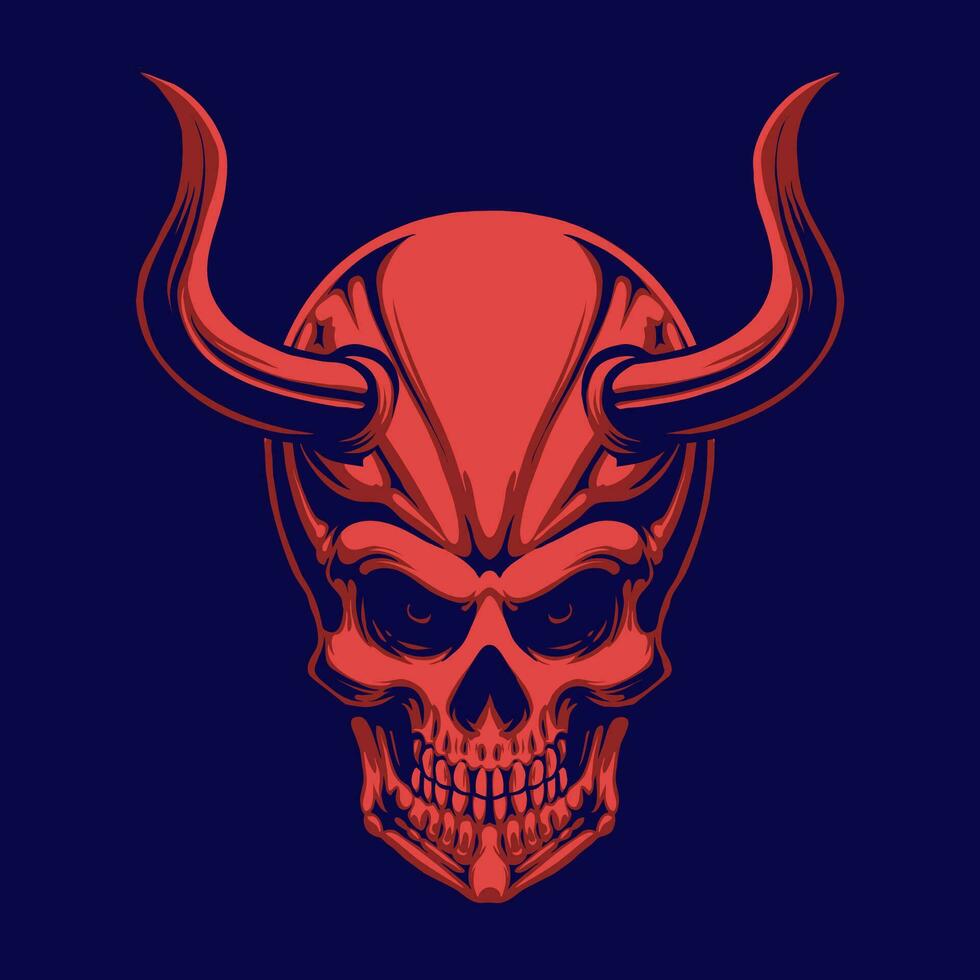 red skull head devil vector illustration