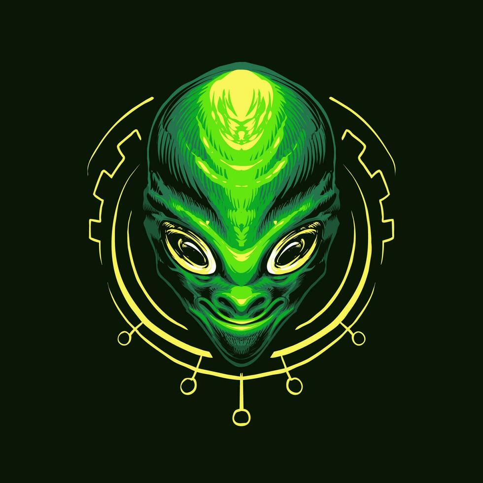 verde extraterrestre cabeza vector ilustración