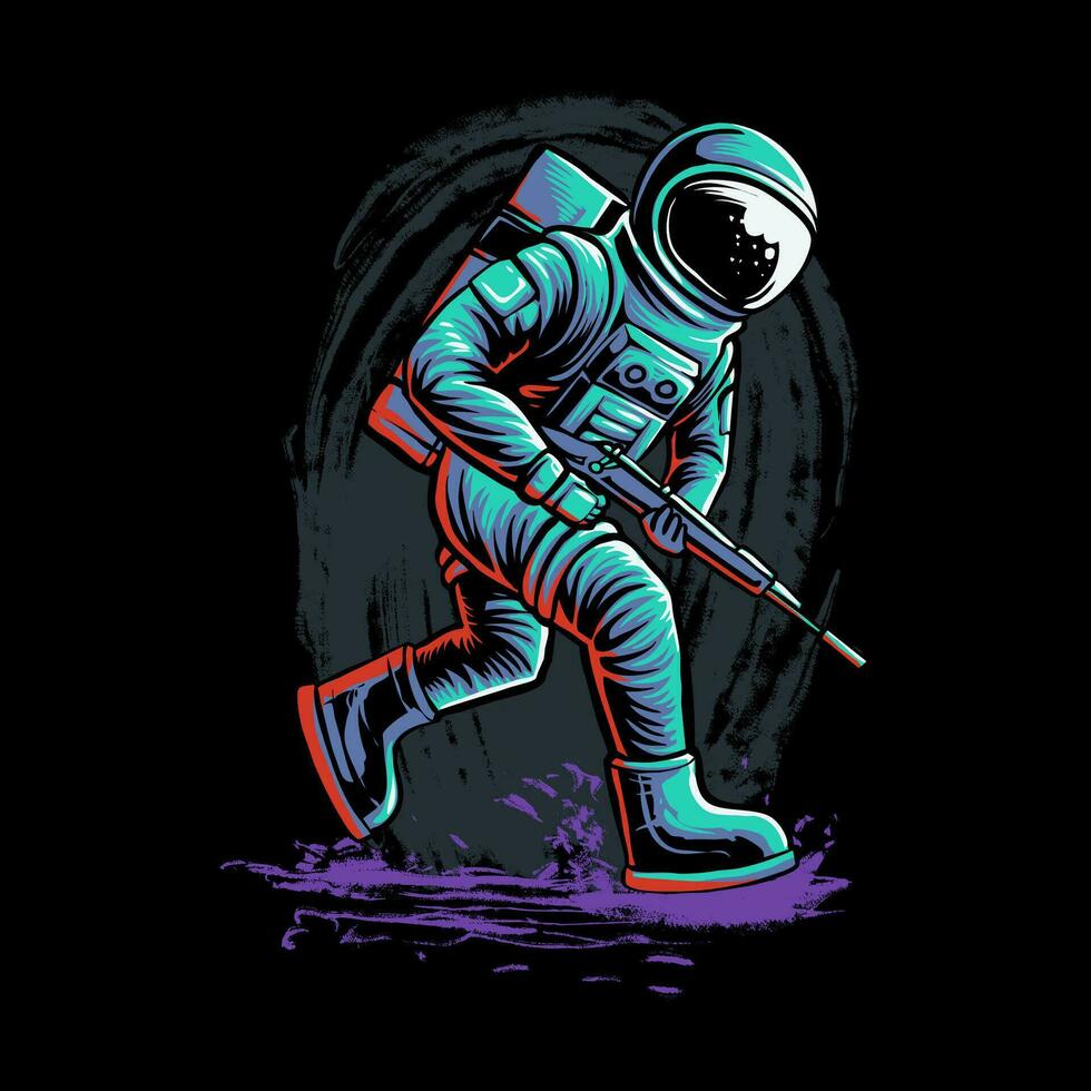 astronaut ride skateboard vector illustration