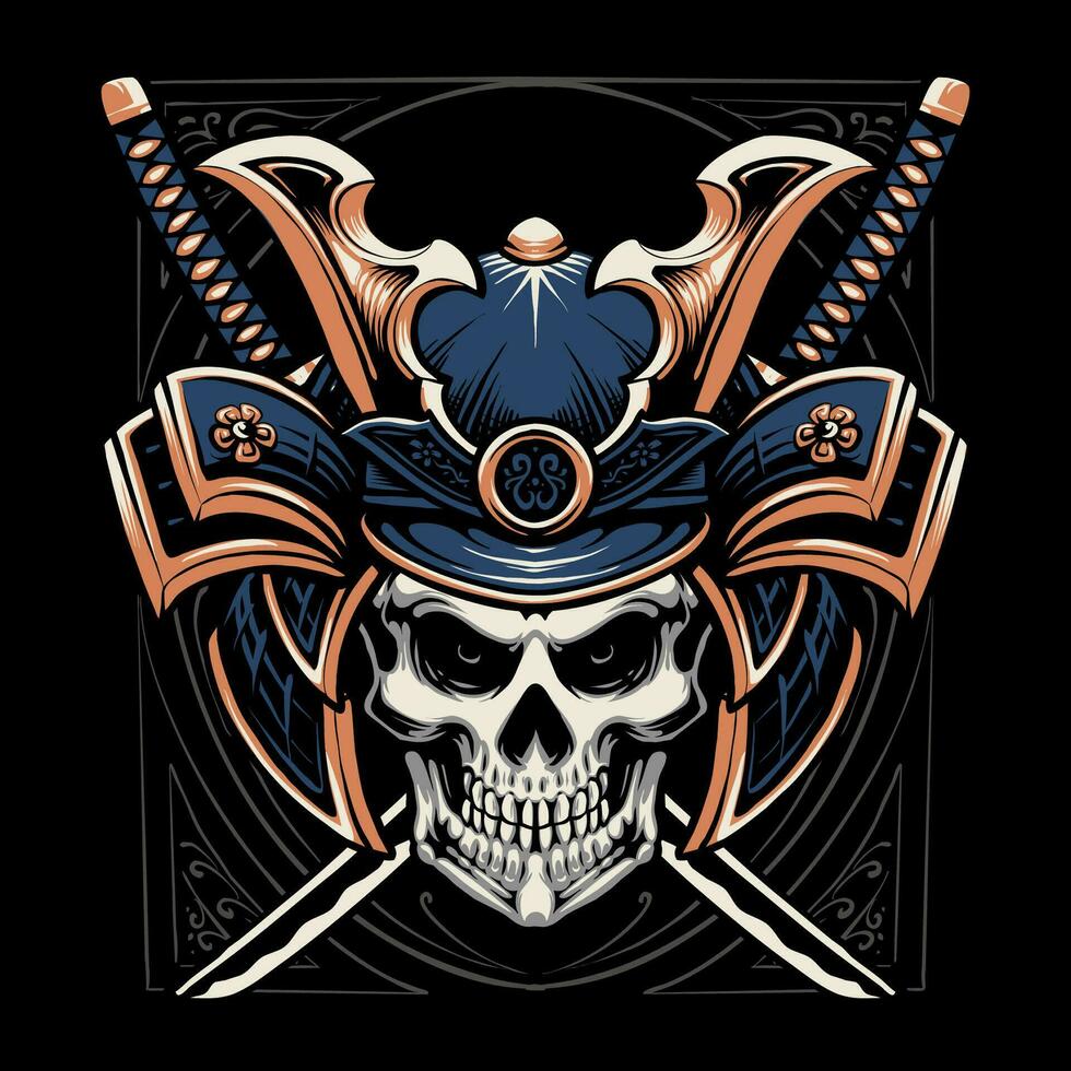 samurai head warrior vector illustration