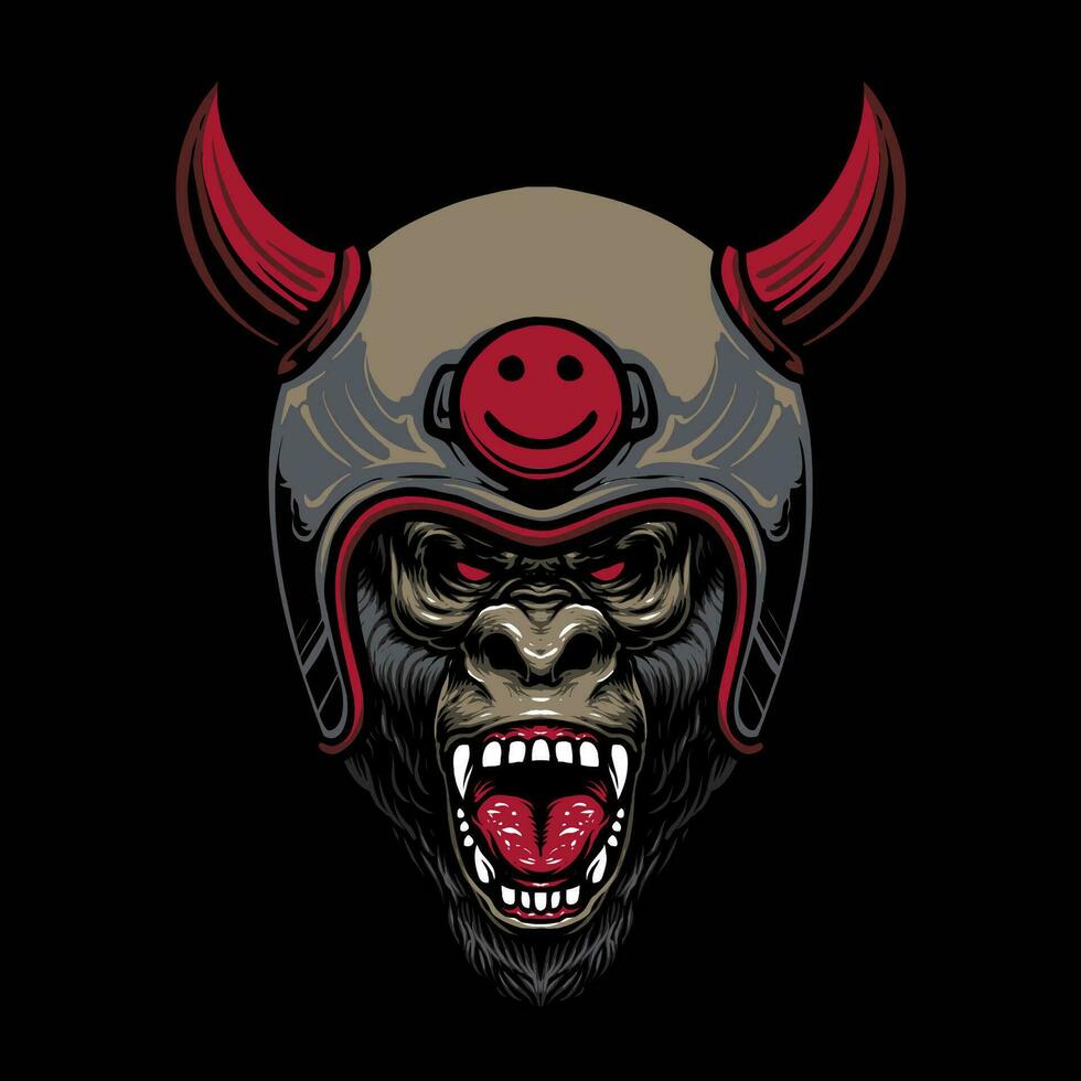 gorilla head motorcycle vector illustration