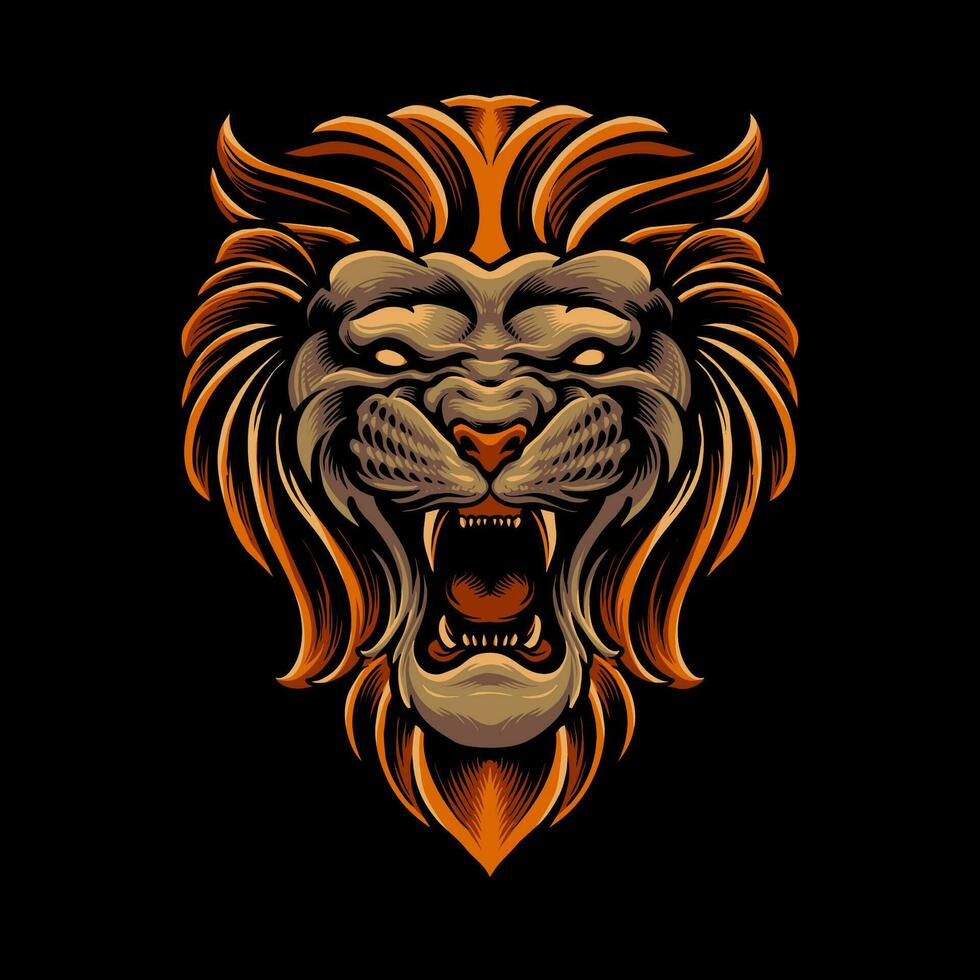 scary lion head vector illustration