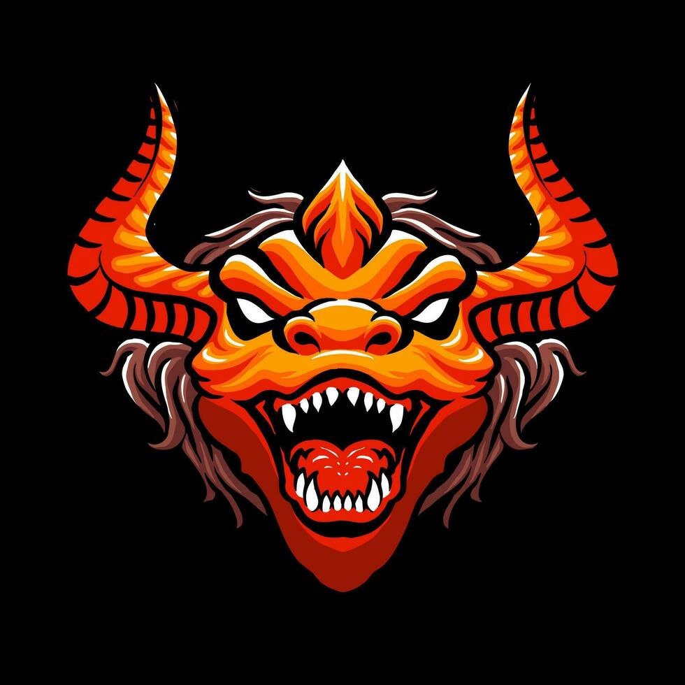red dragon head vector illustration